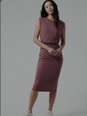 Athleta Santorini Cinch Dress Mauve Plum Sleeveless Midi XXS